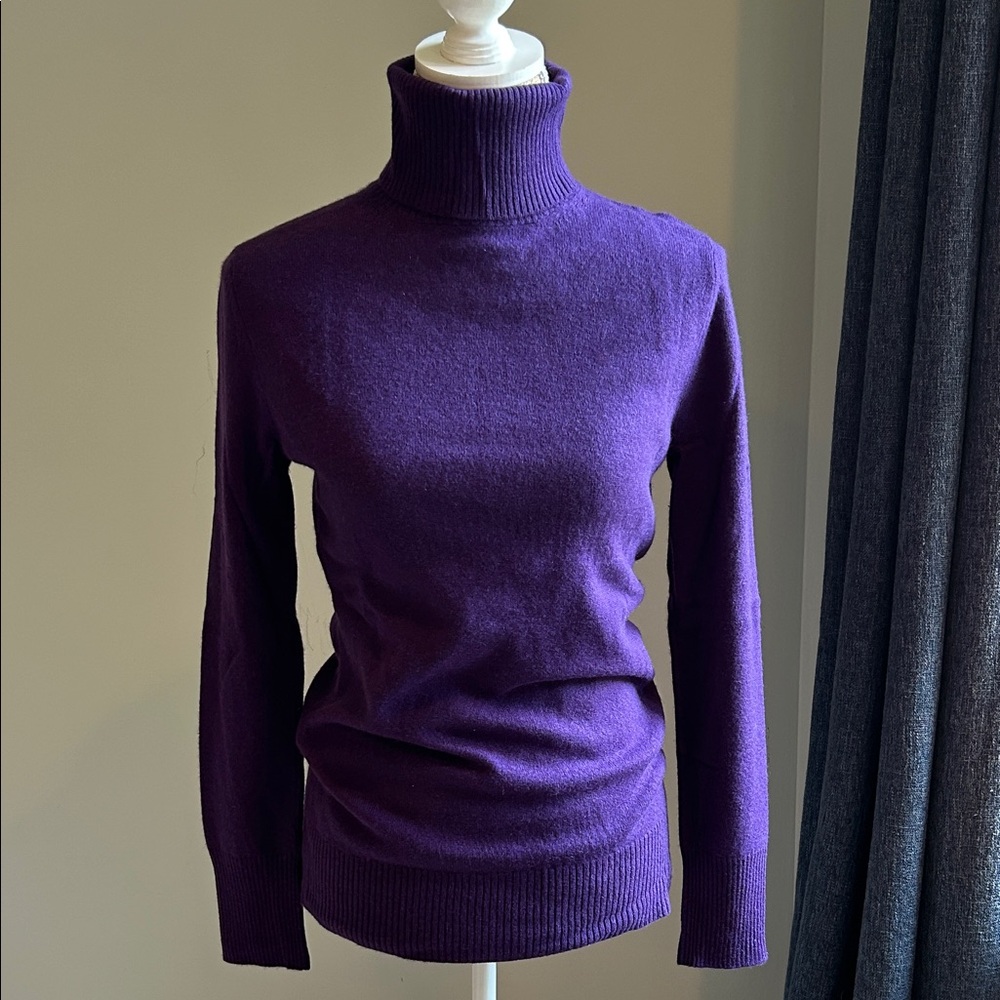 HAYDEN PURPLE CASHMERE TURTLENECK SWEATER L